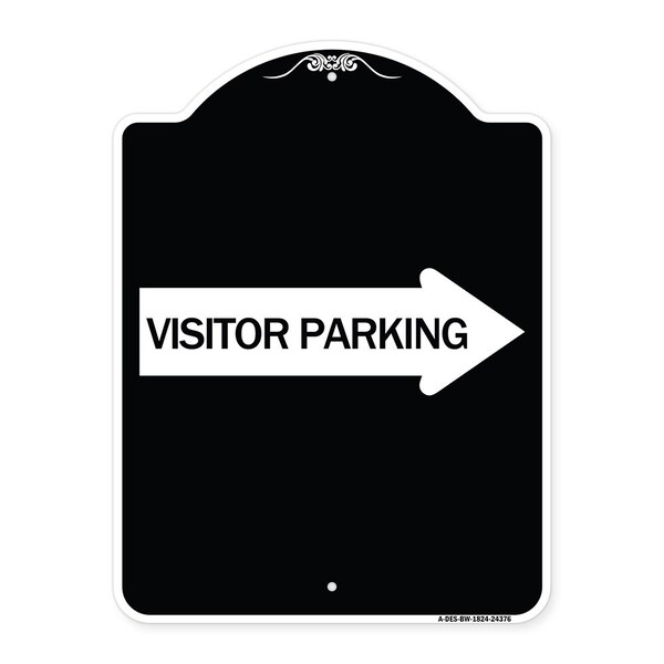 Signmission Visitor Parking With Right Arrow Heavy-Gauge Aluminum Architectural Sign, 24" x 18", BW-1824-24376 A-DES-BW-1824-24376 - main